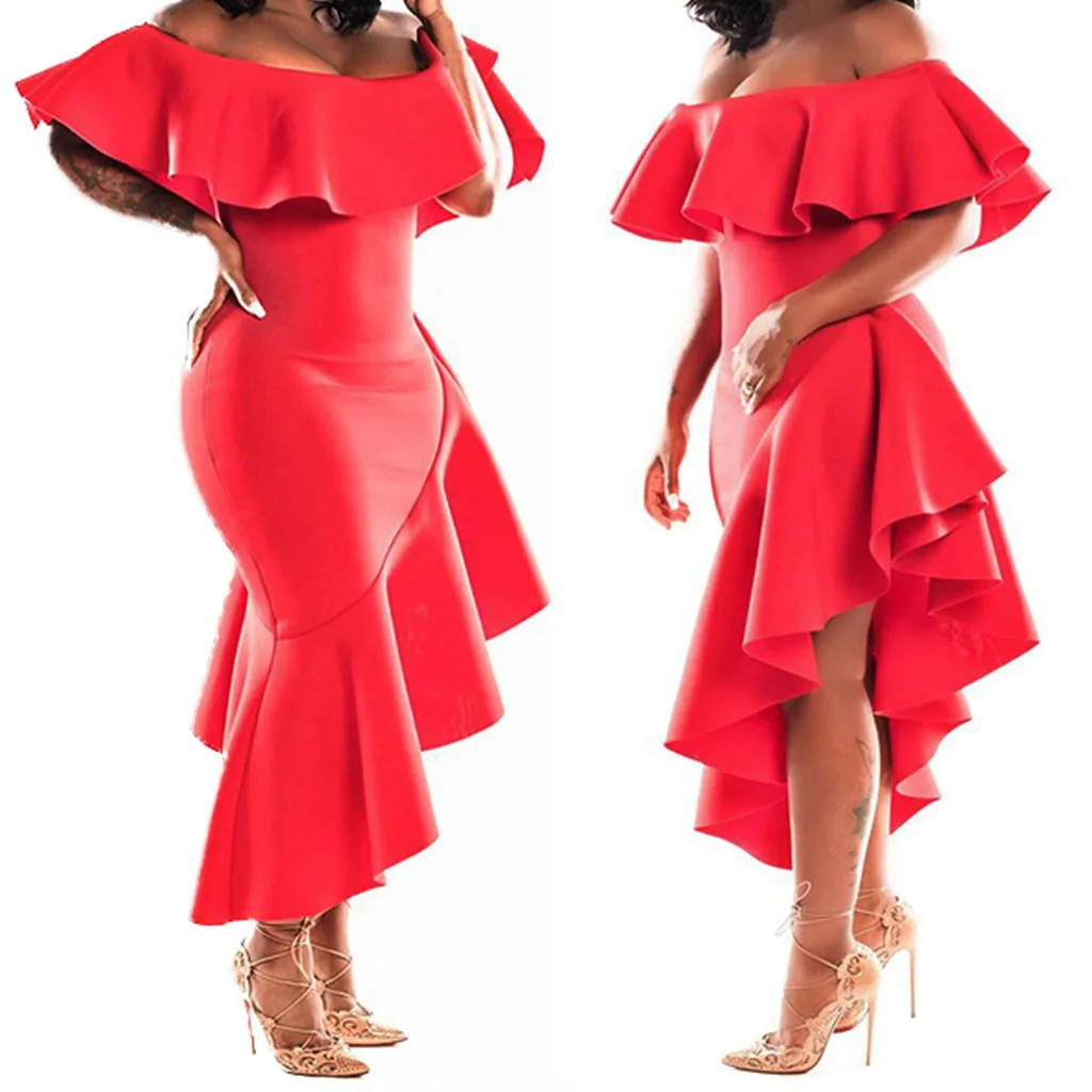 Women Plus Size Spring Summer Dress Female Sexy Bodycon Solid Color Vintage Ball Gown Ruffled Slash Neck Irregular Dress S-XXL
Women Plus Size Spring Summer Dress Female Sexy Bodycon Solid Color Vintage Ball Gown Ruffled Slash Neck Irregular Dress S-XXL