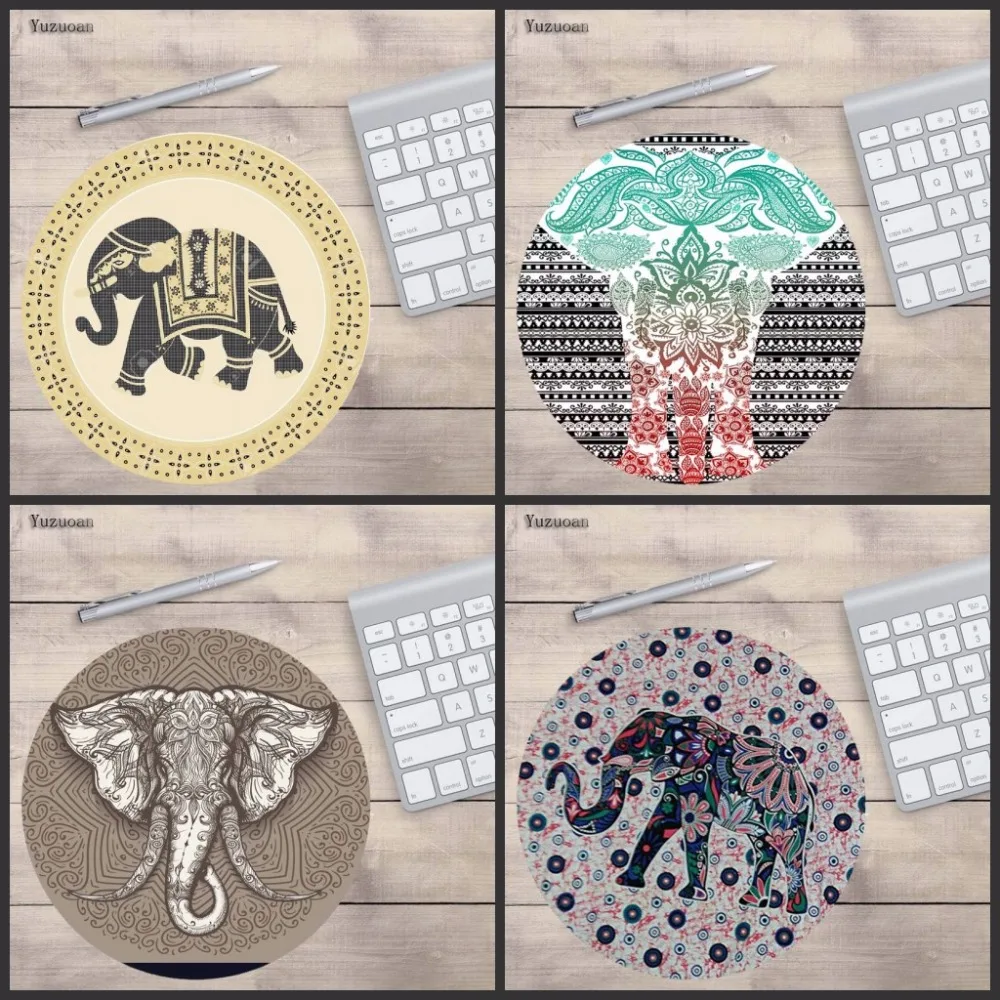Yuzuoan 3D Print Elephant Art Round Mouse pad Wholesale for computer mouse notbook Custom Mousepad padmouse Gaming Gamer | Компьютеры и