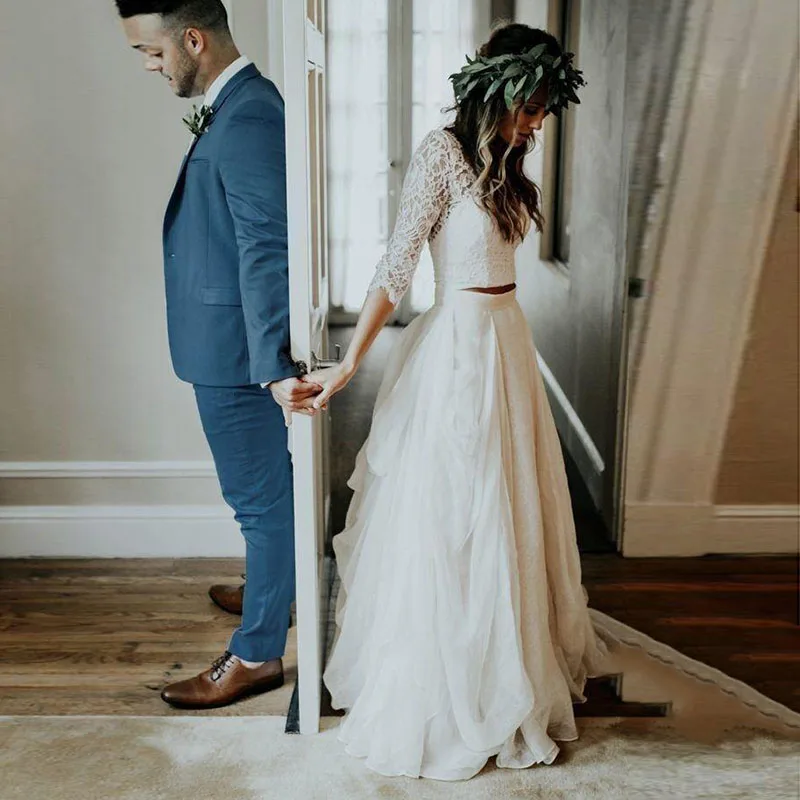 Boho Wedding Dress Long Sleeves A Line White Ivory Chiffon Lace Princess Beach Bride Two Pieces Wedding Gown 2019 New
Boho Wedding Dress Long Sleeves A Line White Ivory Chiffon Lace Princess Beach Bride Two Pieces Wedding Gown 2019 New