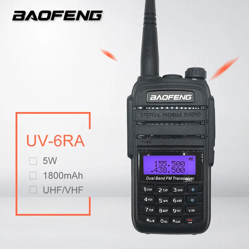 BAOFENG UV-6RA 5W Walkie Talkie Amateur Radio Station UHF VHF Ham CB Radio Mobile Transmitter Woki Toki HF Transceiver UV 6RA
BAOFENG UV-6RA 5W Walkie Talkie Amateur Radio Station UHF VHF Ham CB Radio Mobile Transmitter Woki Toki HF Transceiver UV 6RA