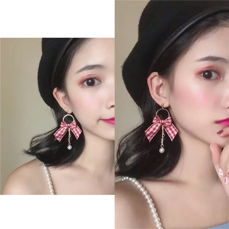 Hollow Round England Red Plaid Bow Pearl Five-pointed Star Chain Long Dangle Earrings Drop Earrings for Women Jewelry Fashion
Hollow Round England Red Plaid Bow Pearl Five-pointed Star Chain Long Dangle Earrings Drop Earrings for Women Jewelry Fashion