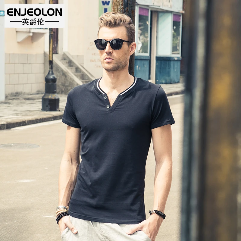 Enjeolon brand short sleeve solid t shirt men cotton t shirt men button fly base tee fit black fashion casual men t-shirts T1624
Enjeolon brand short sleeve solid t shirt men cotton t shirt men button fly base tee fit black fashion casual men t-shirts T1624