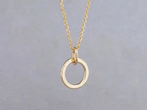 Simple Thick Hoop Circle Necklace Outline Eternity Karma Open Hammered Geometric Round Necklaces | Украшения и аксессуары
