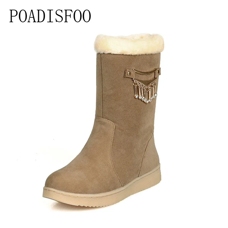 POADISFOO 2017 new winter snow boots metal leisure cotton boots Keep Warming Women Snow Boots.X-082