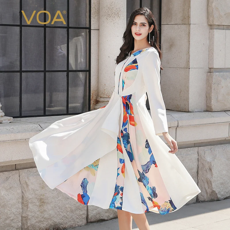 VOA Ladies Dresses Elegant Natural Silk Women Dress White Summer Long Sleeve Print Party vestidos Female Luxury Designer A10136
VOA Ladies Dresses Elegant Natural Silk Women Dress White Summer Long Sleeve Print Party vestidos Female Luxury Designer A10136