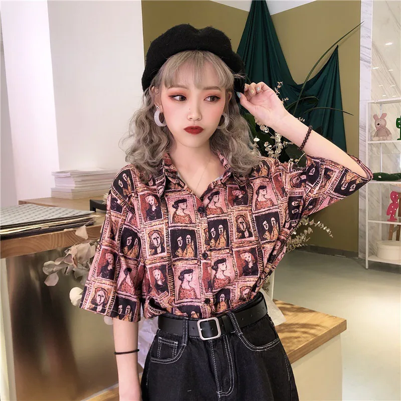 Women's Vintage Printed Blouses Autumn 2019 New Ladies Turn-down Collar Casual Short Sleeve Shirt Streetwear
Women's Vintage Printed Blouses Autumn 2019 New Ladies Turn-down Collar Casual Short Sleeve Shirt Streetwear