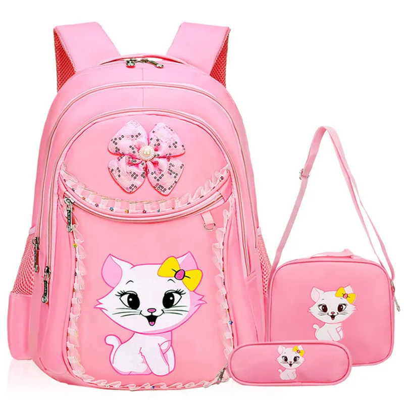 Фото Милый котенок детские школьные сумки для девочек мультяшный Кот Детский рюкзак
