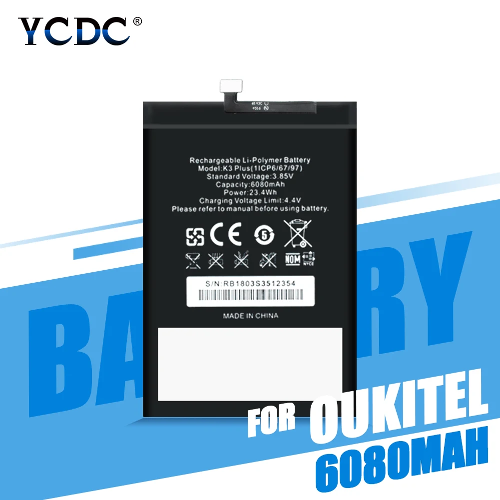 New 6080mAh Battery High Capacity Replacement Backup Batteries For OUKITEL K3 Plus K3Plus Smart Phone Battery Li-Polymer Bateria
New 6080mAh Battery High Capacity Replacement Backup Batteries For OUKITEL K3 Plus K3Plus Smart Phone Battery Li-Polymer Bateria