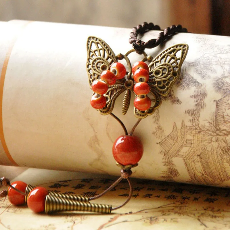 Gold Color Butterfly Necklace Water Drops Red Beads Choker For Women Long Sweater Chain Ceramic Statement Charm Bohemian Jewelry
Gold Color Butterfly Necklace Water Drops Red Beads Choker For Women Long Sweater Chain Ceramic Statement Charm Bohemian Jewelry