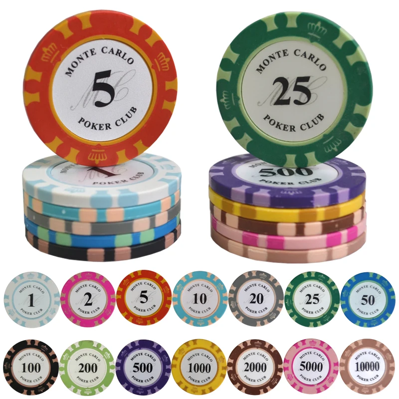 100PCS/Lot Monte Carlo Design Casino Coins Texas Hold'em Clay Poker Chips Baccarat Upscale Set Crown 14g Poker Chips
100PCS/Lot Monte Carlo Design Casino Coins Texas Hold'em Clay Poker Chips Baccarat Upscale Set Crown 14g Poker Chips