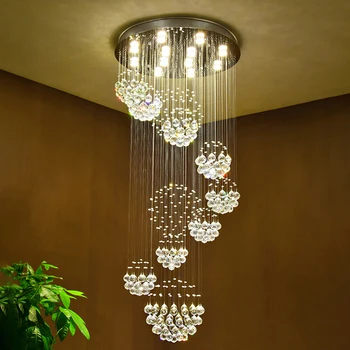 Modern spiral staircase round crystal chandelier lighting long loft ceiling chandeliers restaurant hall hanging light fixtures
Modern spiral staircase round crystal chandelier lighting long loft ceiling chandeliers restaurant hall hanging light fixtures