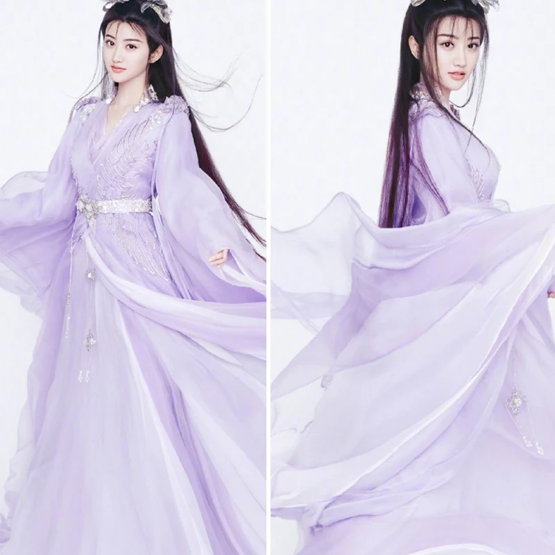 Фиолетовый сказочный костюм Цзин Тянь шпаг Дамский ханьфу для ТВ шоу Король