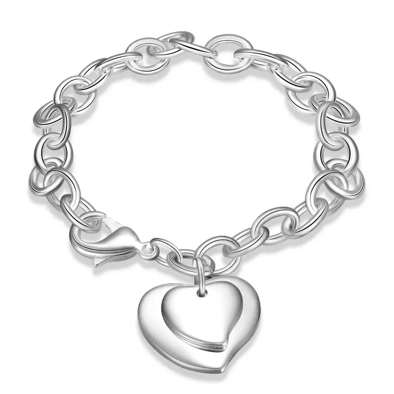 Top Quality Hot Sale 2016 Women Charms Jewelry Silver Bracelet Double Heart Pendant Bracelets Fine Fashon for Women and Girls
Top Quality Hot Sale 2016 Women Charms Jewelry Silver Bracelet Double Heart Pendant Bracelets Fine Fashon for Women and Girls