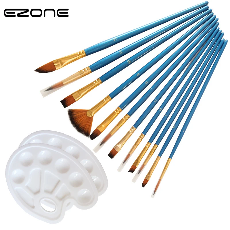 EZPNE 12PCS Paint Brush+2PCS Palette Wooden Handel Nylon Hair Brushes For Watercolor Oil Gouache Acrylic Painting Office Supply
EZPNE 12PCS Paint Brush+2PCS Palette Wooden Handel Nylon Hair Brushes For Watercolor Oil Gouache Acrylic Painting Office Supply
