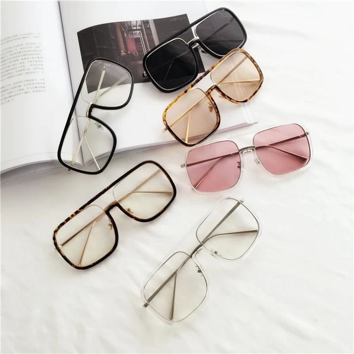 

2018 Luxury Oversized Square Sunglasses Women Retro Brand Designer Transparent galsees For Men Ladies Goggles Eyewear