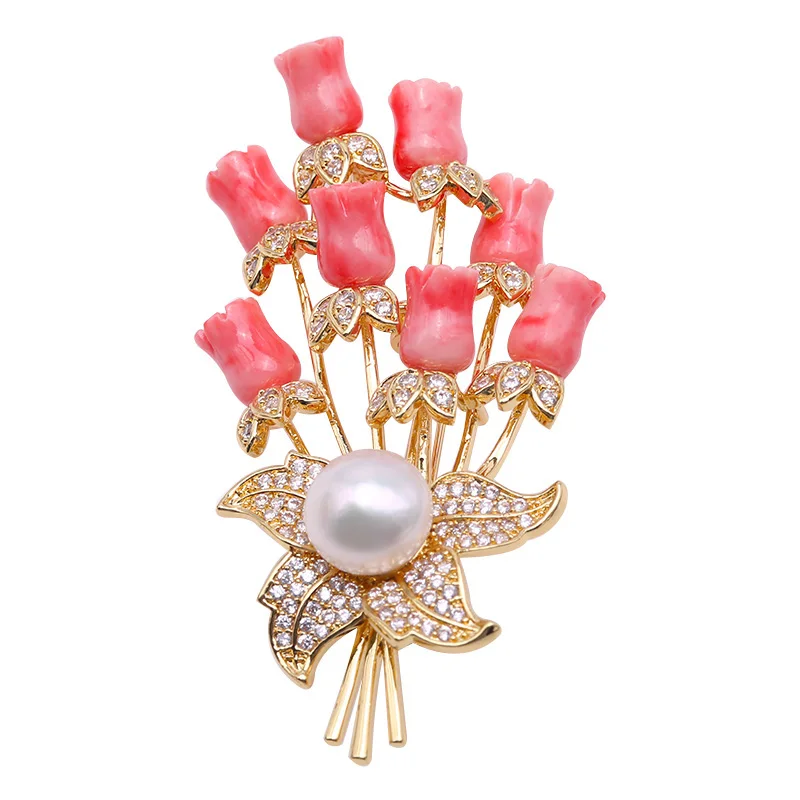 JYX Fine Women Brooches coral Pin with 10.5mm natural White Freshwater Pearl coral brooch elegant Christmas jewelry gift
JYX Fine Women Brooches coral Pin with 10.5mm natural White Freshwater Pearl coral brooch elegant Christmas jewelry gift