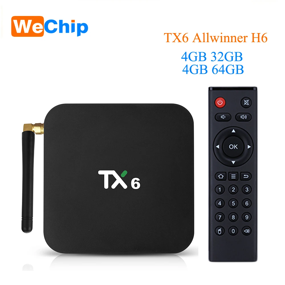 ТВ приставка Wechip TX6 на Android 9 0 4 Гб 32 ГБ четырехъядерный Allwinner H6 2 4G + двойной Wi Fi BT 1