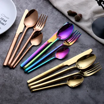 Luxury 304 Stainless Steel Tableware Set Rose Gold Silver Black Colorful Dinnerware Sets Western Food Knife Fork With Gift Box
Luxury 304 Stainless Steel Tableware Set Rose Gold Silver Black Colorful Dinnerware Sets Western Food Knife Fork With Gift Box
