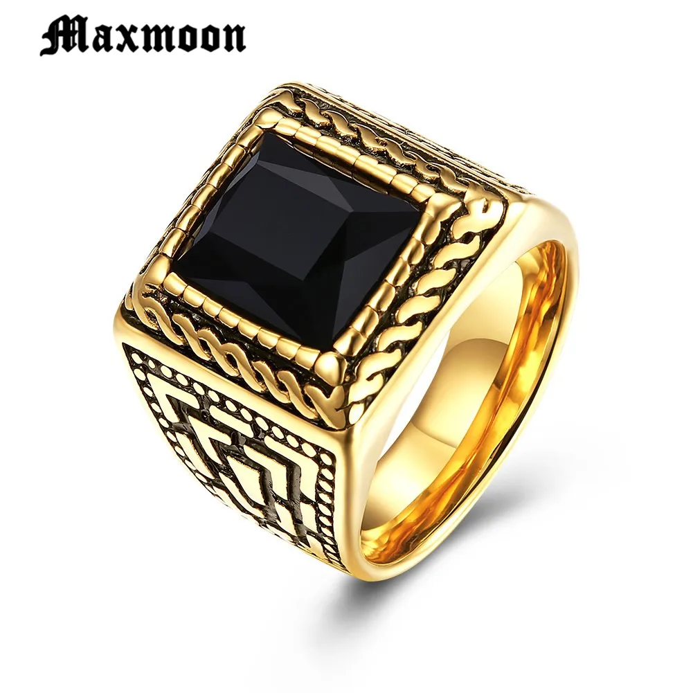 Maxmoon High Quality Gold Color Plated Retro Punk Rock HipHop Signet Ring for Men 316L Stainless Steel Male Jewelry Big Gem Ring
Maxmoon High Quality Gold Color Plated Retro Punk Rock HipHop Signet Ring for Men 316L Stainless Steel Male Jewelry Big Gem Ring