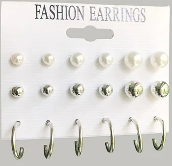 Fashion 9 pairs/set Women round Crystal pearl Stud Earrings for Women Piercing Simulated Pearl simple Earrings
Fashion 9 pairs/set Women round Crystal pearl Stud Earrings for Women Piercing Simulated Pearl simple Earrings