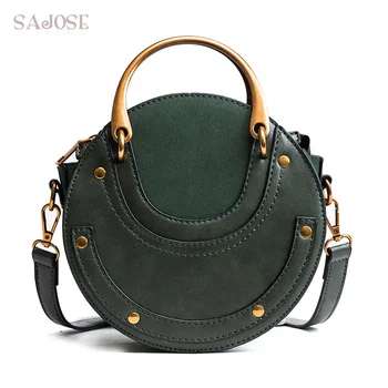 Women Totes Bag Fashion Circular Leather Retro Brand Metal Ring Handbag For Girl Small Round Lady Shoulder Messenger Bags SAJOSE
Women Totes Bag Fashion Circular Leather Retro Brand Metal Ring Handbag For Girl Small Round Lady Shoulder Messenger Bags SAJOSE