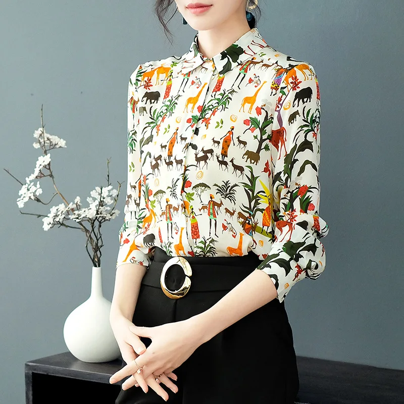 2019 Spring Clothes Women Luxury Animal Printed 100% Real Silk Shirts and Blouses Elegant Tops P7980
2019 Spring Clothes Women Luxury Animal Printed 100% Real Silk Shirts and Blouses Elegant Tops P7980