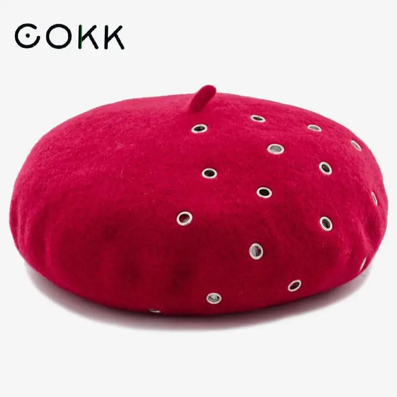 COKK Wool Beret With Rivet Hole Autumn Winter Hats For Women Boina Feminina Artist Cap Winter Beanie Painter Hat Beret Female
COKK Wool Beret With Rivet Hole Autumn Winter Hats For Women Boina Feminina Artist Cap Winter Beanie Painter Hat Beret Female