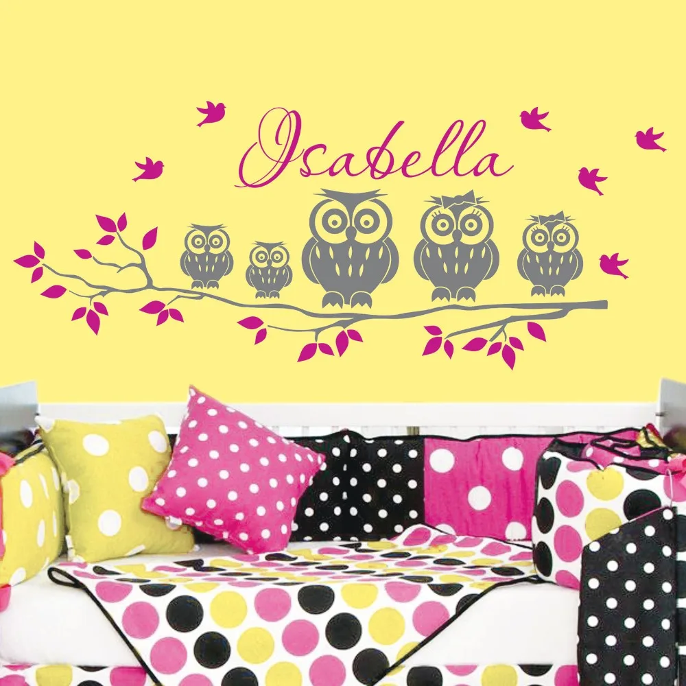 57x120cm Custom Kids Name Tree Owl Family Birds Vinyl Wall Decals Sticker Art Home Decor Children Room Wall Stickers KW-270
57x120cm Custom Kids Name Tree Owl Family Birds Vinyl Wall Decals Sticker Art Home Decor Children Room Wall Stickers KW-270
