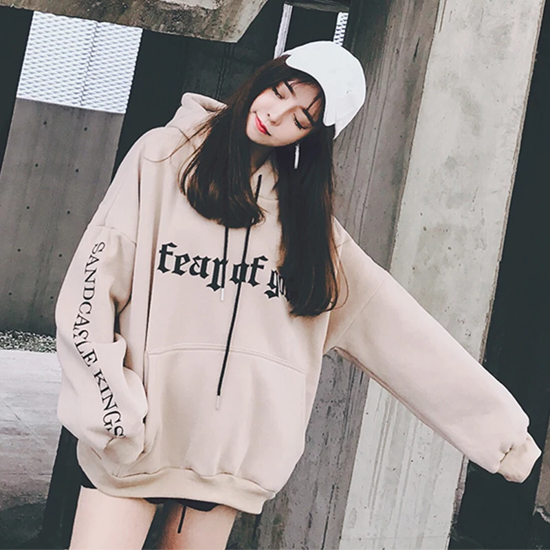 Женская толстовка с капюшоном Harajuku Осенний свободный уличный теплый спортивный