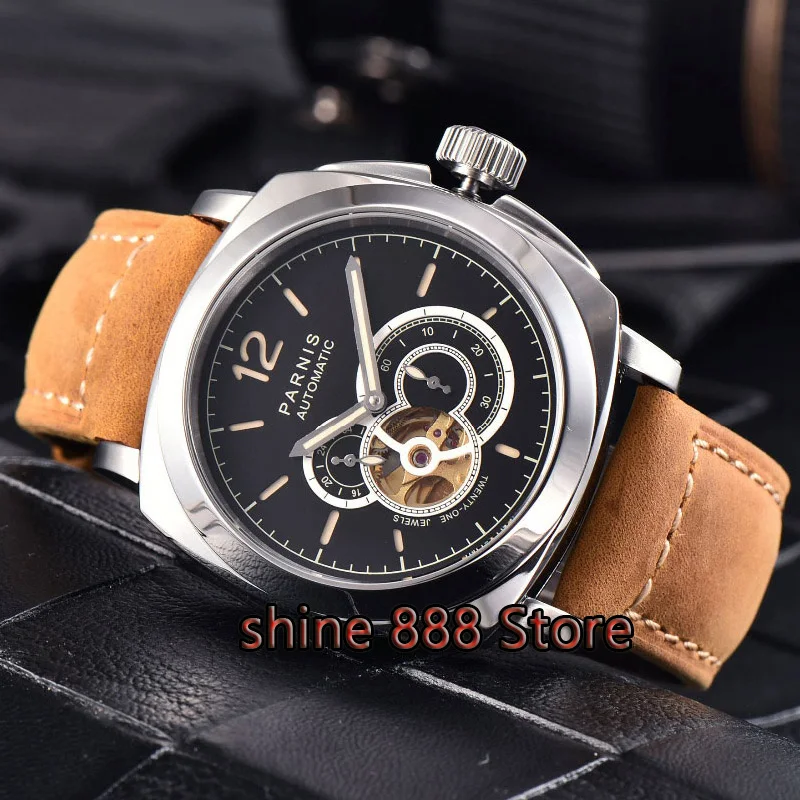 44mm Parnis Black Dial Green Marks Stainless Steel Sapphire MIYOTA Automatic Movement Men's Watch
44mm Parnis Black Dial Green Marks Stainless Steel Sapphire MIYOTA Automatic Movement Men's Watch