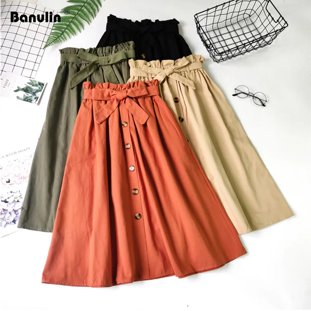 Banulin Summer Autumn Skirts Womens 2019 Midi Knee Length Korean Elegant Button High Waist Skirt Female Pleated School Skirt
Banulin Summer Autumn Skirts Womens 2019 Midi Knee Length Korean Elegant Button High Waist Skirt Female Pleated School Skirt