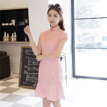Shanghai Story Short Sleeve Traditional Chinese Dress Women's Traditional Clothing Fishtail Cheongsam Short Qipao Dress 4 Color
Shanghai Story Short Sleeve Traditional Chinese Dress Women's Traditional Clothing Fishtail Cheongsam Short Qipao Dress 4 Color