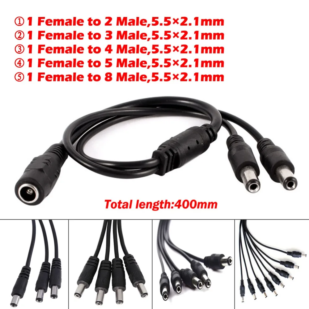 NEW DC 12V 1 Female to 2/3/4/5/8 Male CCTV Security Camera Power Supply Adapter Cable 2.1mm x 5.5mm Y Splitter Connector Cord
NEW DC 12V 1 Female to 2/3/4/5/8 Male CCTV Security Camera Power Supply Adapter Cable 2.1mm x 5.5mm Y Splitter Connector Cord