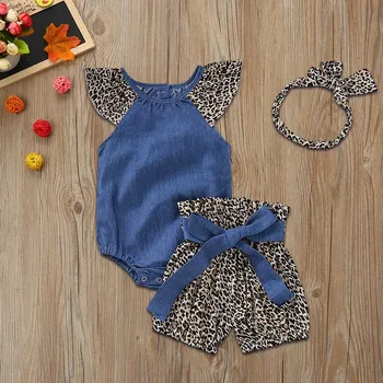 Infant Baby Girls Denim Jumpsuit Romper+ Leopard Print Shorts+Headbands Outfits Bebes Ropa Recien Nacidos Yenidogan Bebek Giyim
Infant Baby Girls Denim Jumpsuit Romper+ Leopard Print Shorts+Headbands Outfits Bebes Ropa Recien Nacidos Yenidogan Bebek Giyim