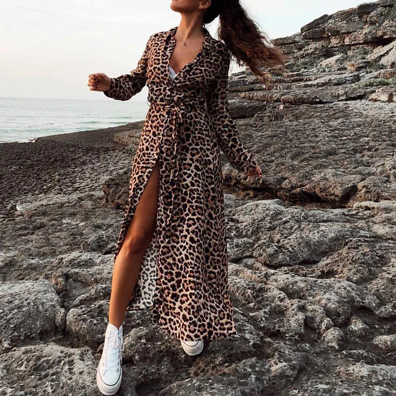 2019 New Summer Fashion Leopard Print Women Dress V-Neck Long Dress Sexy Nightclub Split Maxi Dress Long Shirt Dresses
2019 New Summer Fashion Leopard Print Women Dress V-Neck Long Dress Sexy Nightclub Split Maxi Dress Long Shirt Dresses