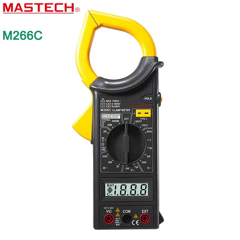 

MASTECH M266C Digital Clamp Meter Voltmeter Ohmmeter ACVoltage AC Current Resistance Temp Tester Detector with Diode multimeter