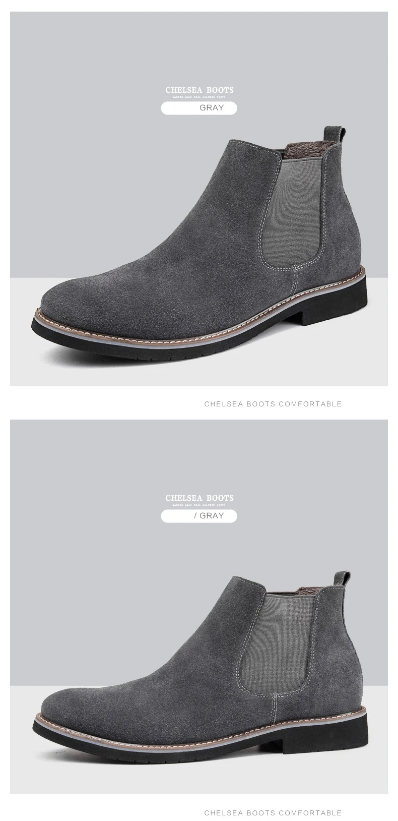 Vintage Genuine Leather Fashion Men Casual Boots Pointed Toe High Quality Male Chelsea Boots Winter Retro Shoes986 6