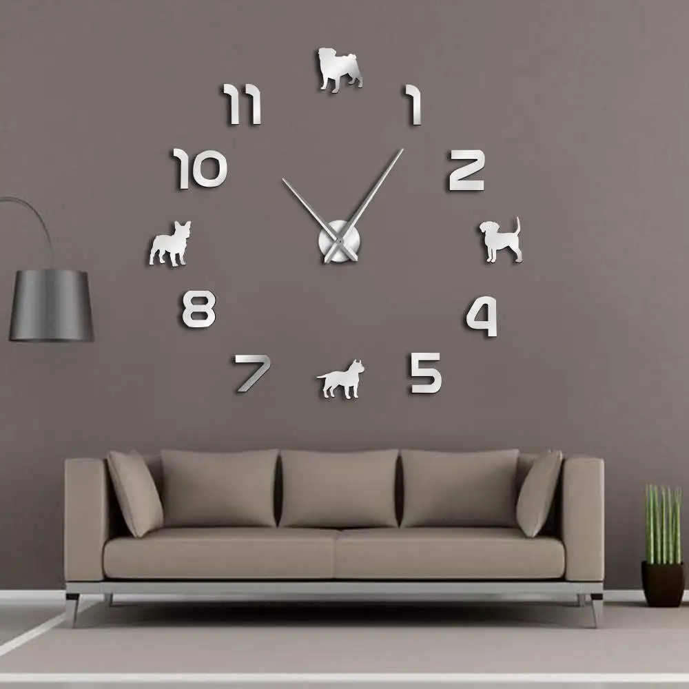 Different Dog Breeds Puppy Dogs DIY Large Wall Clock Pug Pit Bull French Bulldog Beagle With Arabic Numerals Giant Wall Clock
Different Dog Breeds Puppy Dogs DIY Large Wall Clock Pug Pit Bull French Bulldog Beagle With Arabic Numerals Giant Wall Clock