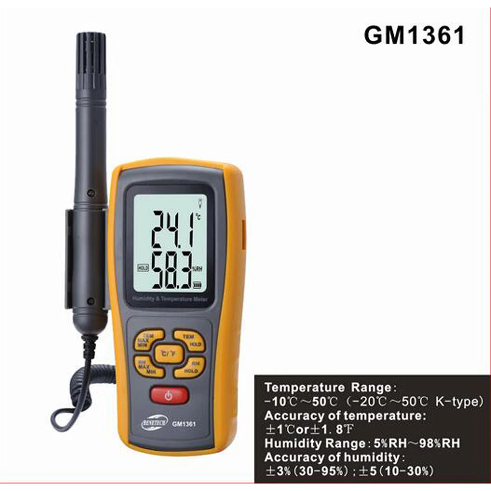 Digital Humidity Temperature Meter -10 to 50 Degree -20 to 1000 Degree Temperature And Humidity Tester
Digital Humidity Temperature Meter -10 to 50 Degree -20 to 1000 Degree Temperature And Humidity Tester