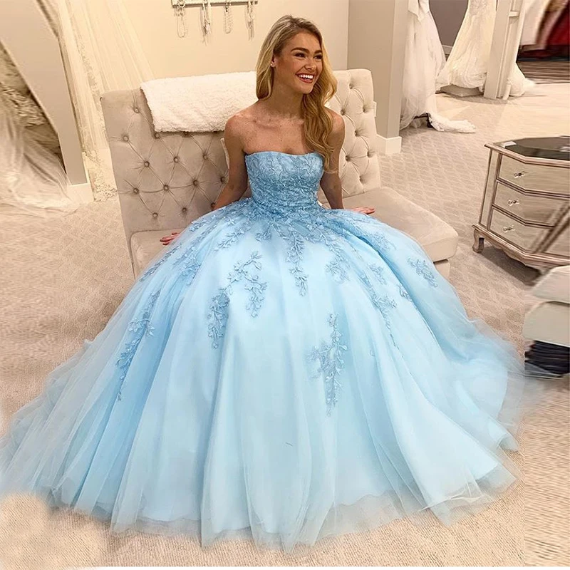 New Arrival Sky Blue Quinceanera Dresses Strapless Appliques Princess Puffy Ball Gowns Full Length Vestido De Quinceanera New
New Arrival Sky Blue Quinceanera Dresses Strapless Appliques Princess Puffy Ball Gowns Full Length Vestido De Quinceanera New