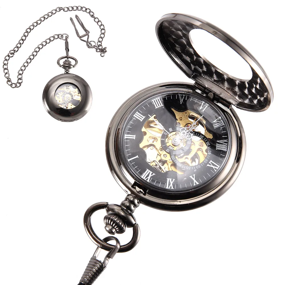 Vintage Pocket Watch Cool Chain Hollow Mechanical Dial Black Watches Transparent Cover LL@17
Vintage Pocket Watch Cool Chain Hollow Mechanical Dial Black Watches Transparent Cover LL@17