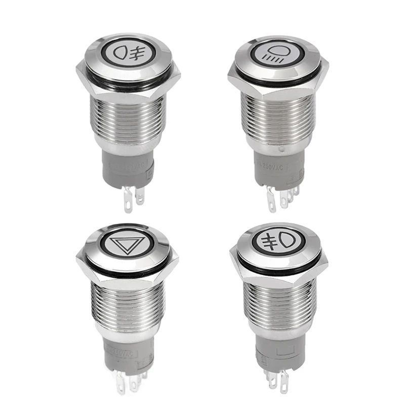 16MM Car LED illuminated Metal Push Button Switch Multi-Pattern Blu-ray Self Locking Rear Fog Light/Hazzard Push Button Switch
16MM Car LED illuminated Metal Push Button Switch Multi-Pattern Blu-ray Self Locking Rear Fog Light/Hazzard Push Button Switch
