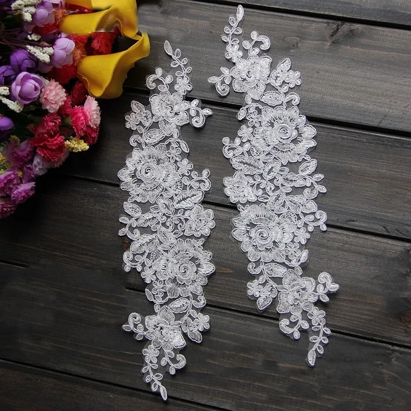 6Pieces/3 Pairs 32*10cm Lace Embroidered Bridal Dress Wedding Decorative Sewing Lace Applique Trim Craft
6Pieces/3 Pairs 32*10cm Lace Embroidered Bridal Dress Wedding Decorative Sewing Lace Applique Trim Craft