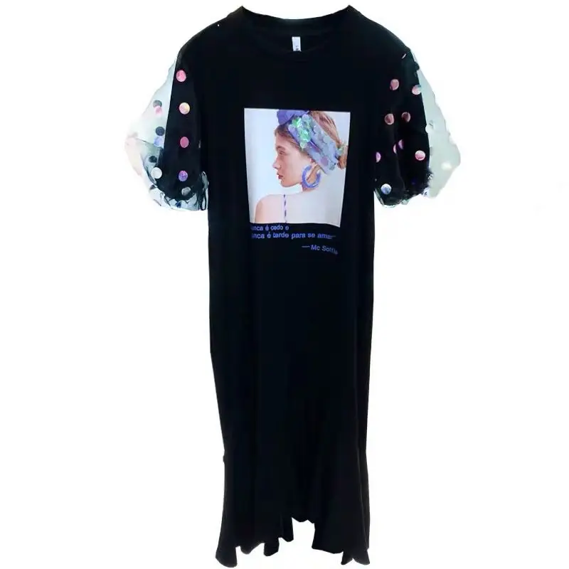 Maxi streetwear designer women summer Ladies print dresses Sequins Lantern short sleeve loose dresses T Ruffles dress NS902
Maxi streetwear designer women summer Ladies print dresses Sequins Lantern short sleeve loose dresses T Ruffles dress NS902