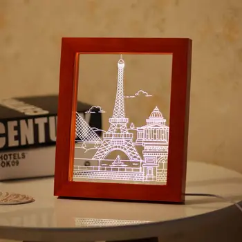 3D LED Light Wood Paris Picture Frame Decorative Acrylic Photo Frame Nightlight Table Lamp 3D Bedroom Living Room Lamp 
3D LED Light Wood Paris Picture Frame Decorative Acrylic Photo Frame Nightlight Table Lamp 3D Bedroom Living Room Lamp