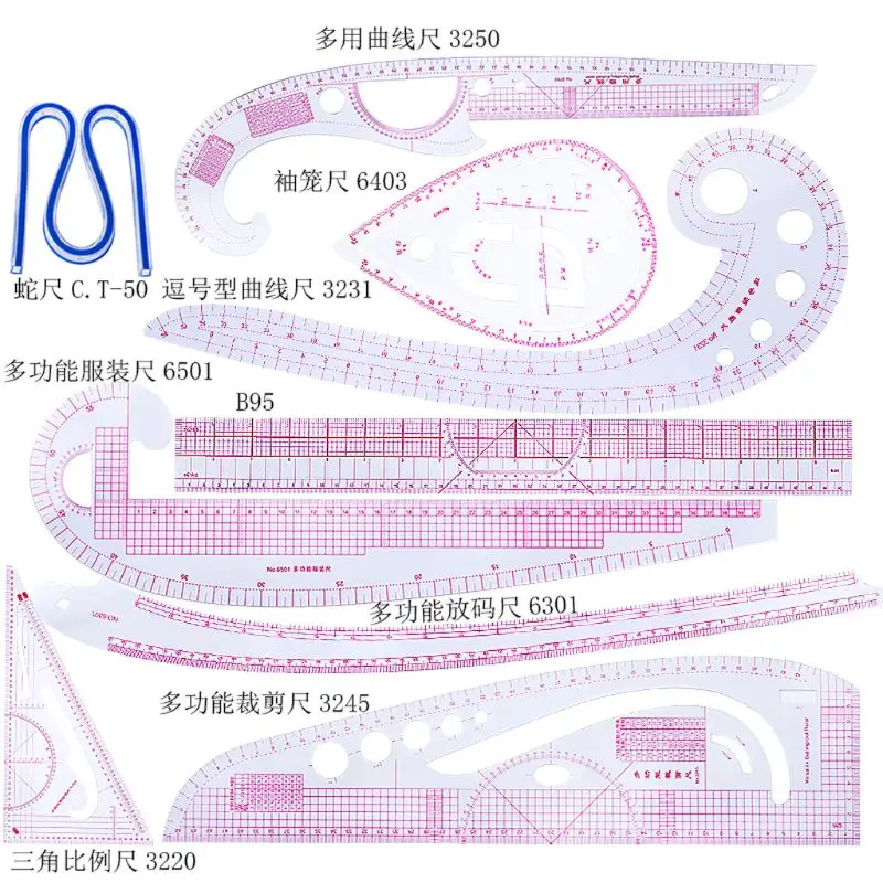 9pcs Practical Sewing French Curve Cutting Ruler Measure Dressmaking Tailor Drawing Craft Tools Set
9pcs Practical Sewing French Curve Cutting Ruler Measure Dressmaking Tailor Drawing Craft Tools Set