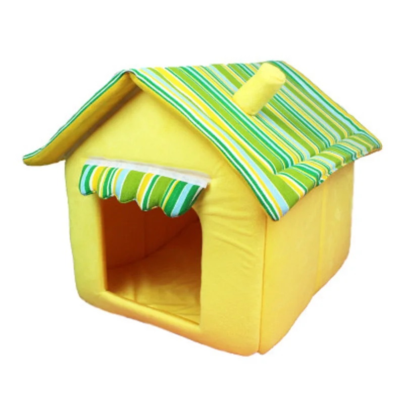 Удобная кровать для чихуахуа Dog House All Seasons желтая синяя розовая|Дома конуры и