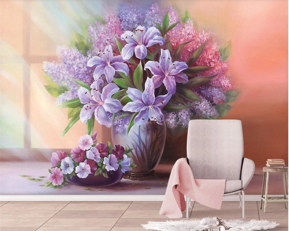 beibehang papel de parede Custom Photo Wallpaper 3D Mural European Aesthetic Oil Painting Lily Lavender Bedroom Background Wall
beibehang papel de parede Custom Photo Wallpaper 3D Mural European Aesthetic Oil Painting Lily Lavender Bedroom Background Wall