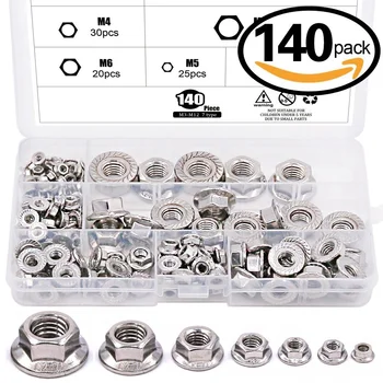 High-quality 140-Pcs 7 sizes 304 Stainless Steel M3 M4 M5 M6 M8 M10 M12 Hex Flange Nuts Assortment Kit with Plastic box
High-quality 140-Pcs 7 sizes 304 Stainless Steel M3 M4 M5 M6 M8 M10 M12 Hex Flange Nuts Assortment Kit with Plastic box