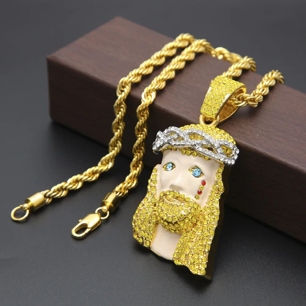Iced Out Jesus Pendant Necklace Yellow Gold Filled Hip Hop Dripping Oil Mens Boys Necklace
Iced Out Jesus Pendant Necklace Yellow Gold Filled Hip Hop Dripping Oil Mens Boys Necklace